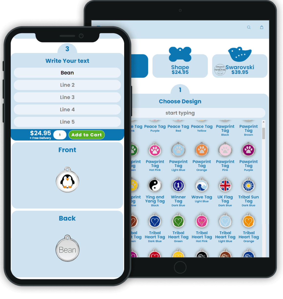 Pet tag customizer app