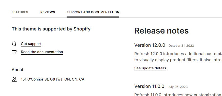 Shopify theme support