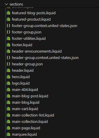 Shopify theme existing sections