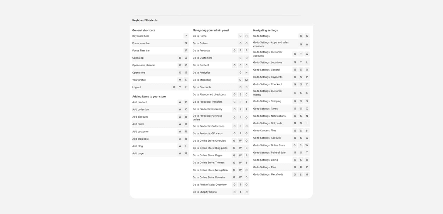 Shopify keyboard shortcuts that actually save time