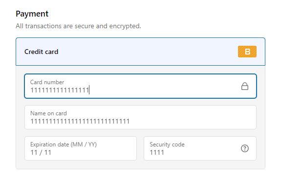 credit card form